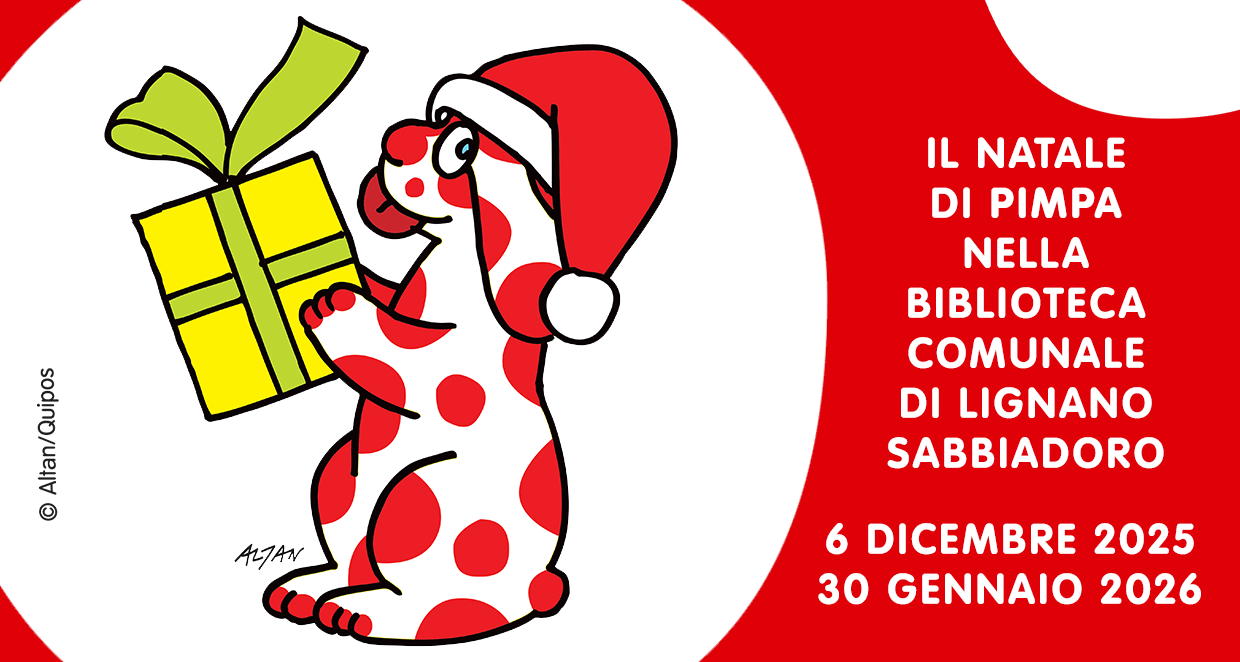 Scopri gli appuntamenti dedicati al Natale di Pimpa nella biblioteca comunale di Lignano Sabbiadoro